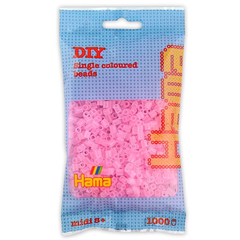 1000 perles Hama MIDI de color rosa traslluït (bossa)