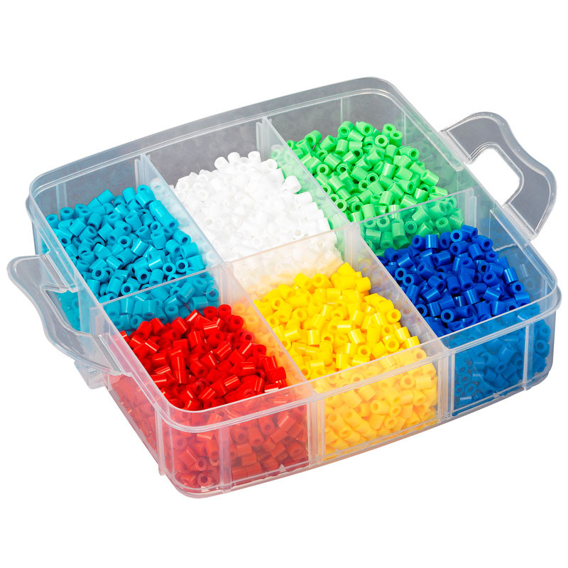 Caja almacenamiento pequeña Hama con 6.000 perlas Hama MIDI y 3 placas