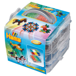 Caja almacenamiento pequeña Hama con 6.000 perlas Hama MIDI y 3 placas