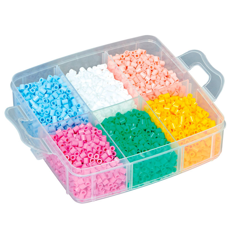 Caja almacenamiento pequeña Hama con 6.000 perlas Hama MIDI y 3 placas