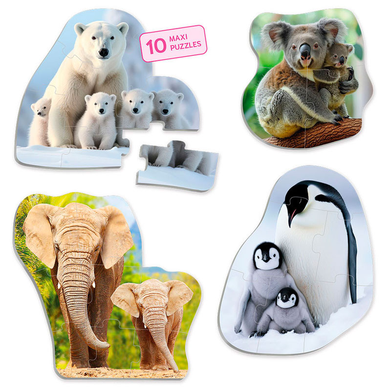 Maxi-Puzzles Animals i les seves Cries - 10 puzles siluetats grans