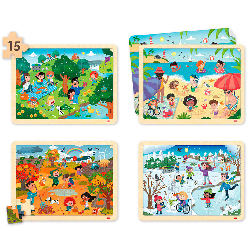 Set de puzzles de madera - Las 4 Estaciones y un Mundo Sostenible