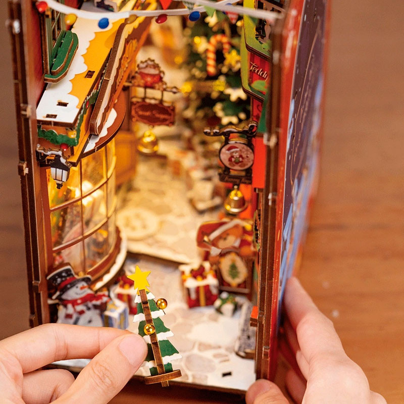 Maqueta Christmas Street - Soporte de libros creativo 3D (DIY)