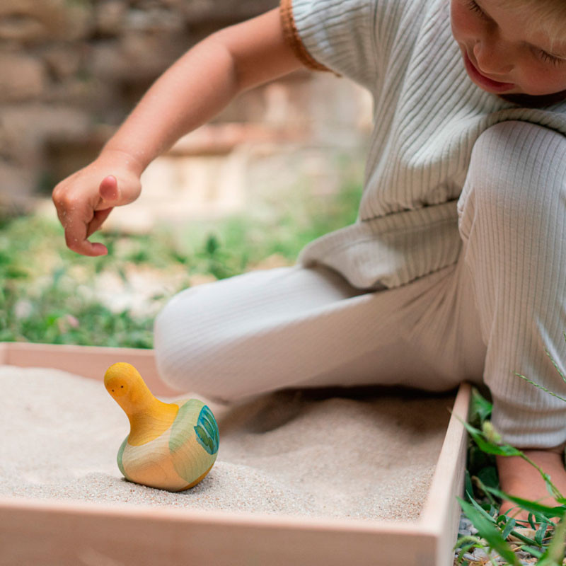 Flowing Yellow Bird - Figura de madera en forma de pájaro