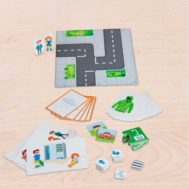 Juego Digital Starter Algorithmus de HABA Education con tablero, tarjetas e instrucciones