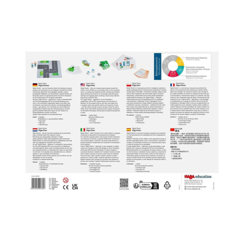 Juego Digital Starter Algorithmus de HABA Education con tablero, tarjetas e instrucciones