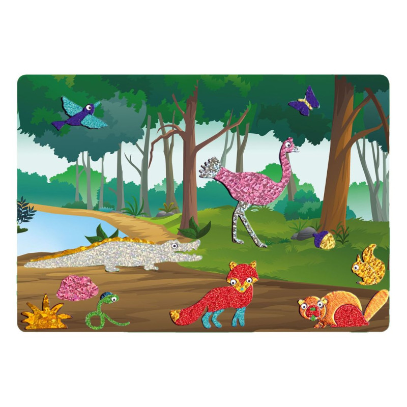 Set creativo Foil Fun Mundo Animal con papel brillante y figuras adhesivas