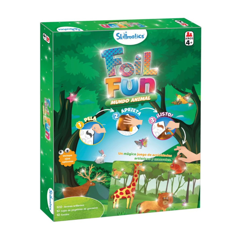 Set creativo Foil Fun Mundo Animal con papel brillante y figuras adhesivas