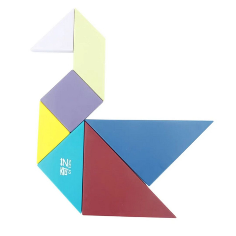 Tangram Qiyi Classic en colores pastel con tablero y folleto de modelos