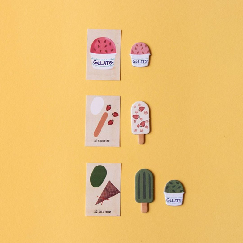 Juego Gelato Tiny Game de Londji con piezas de helados y caja pequeña