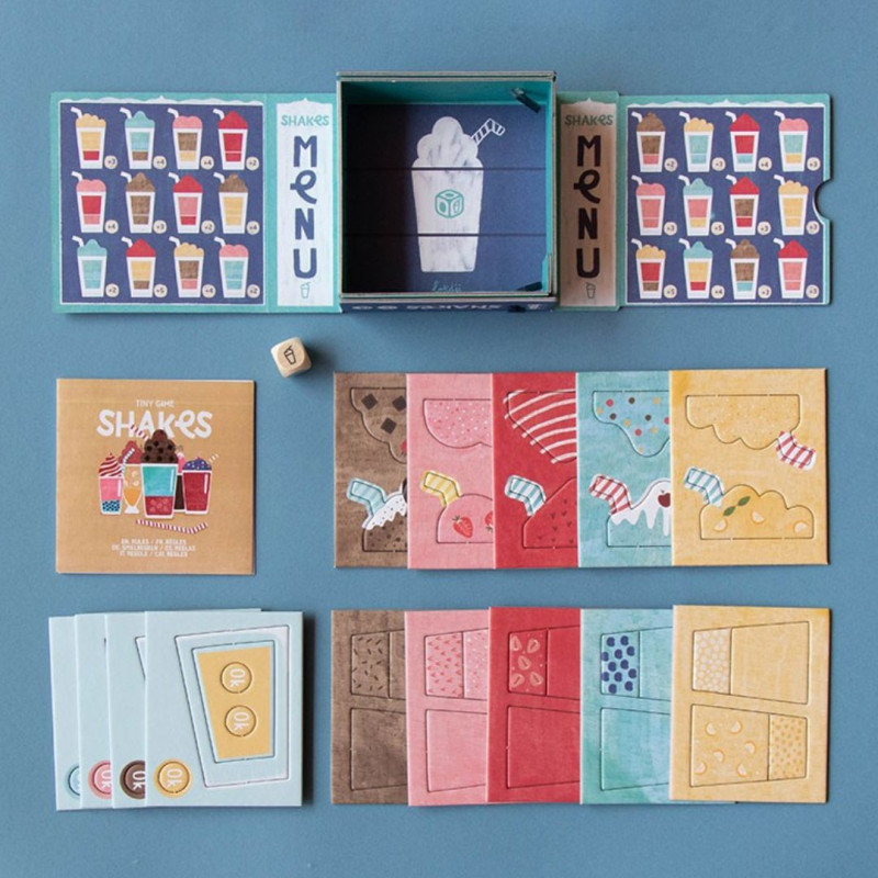 Juego Shakes Tiny Game de Londji con batidos, cartas y caja pequeña