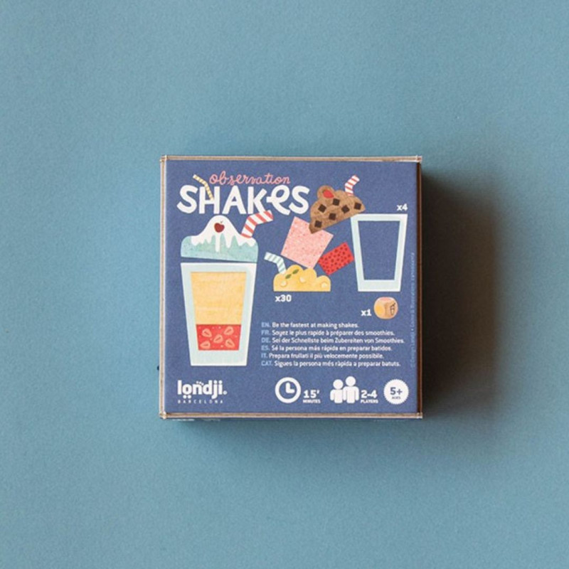 Juego Shakes Tiny Game de Londji con batidos, cartas y caja pequeña