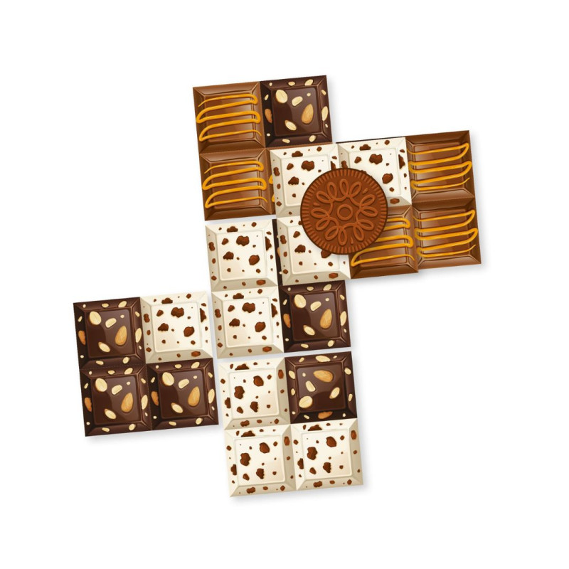 Tablero de Todo Chocolate con losetas de diferentes chocolates