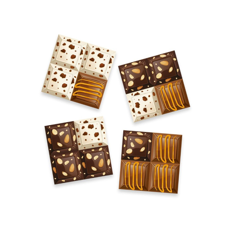 Tablero de Todo Chocolate con losetas de diferentes chocolates