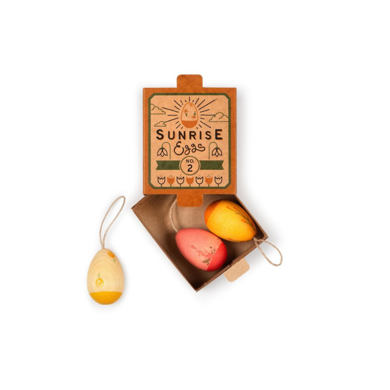 Sunrise Eggs – 3 Huevos de Pascua Pintados a Mano en Tonos Cálidos