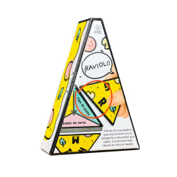 Caja del juego P de Pizza con cartas y fichas de pizza