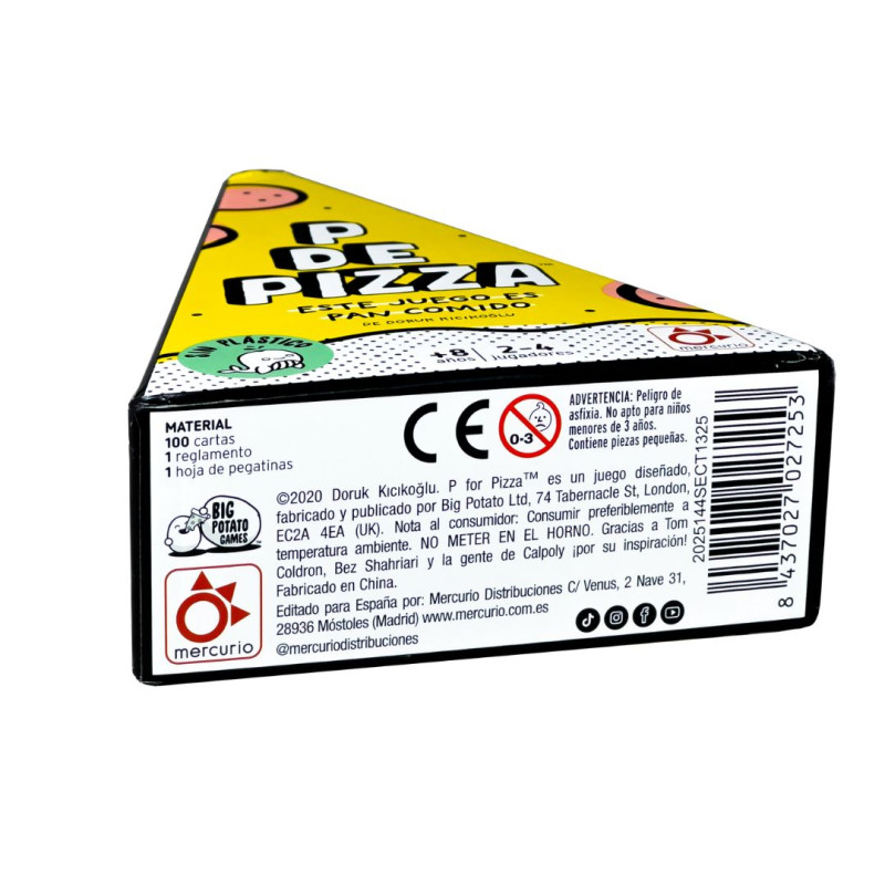 Caixa del joc P de Pizza amb cartes i fitxes de pizza