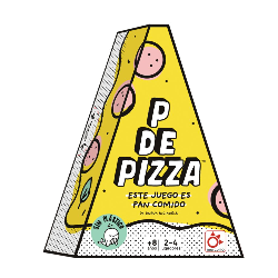 Caja del juego P de Pizza con cartas y fichas de pizza