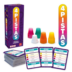 Components del joc 4 Pistes: gots i cartes de pista