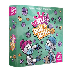 Virus! Roll & Write hoja de juego, dados y cartas