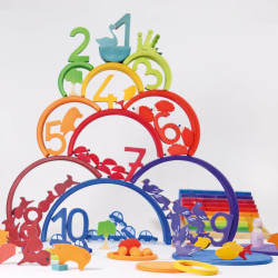 Juego arcoíris de 10 piezas de madera colores números