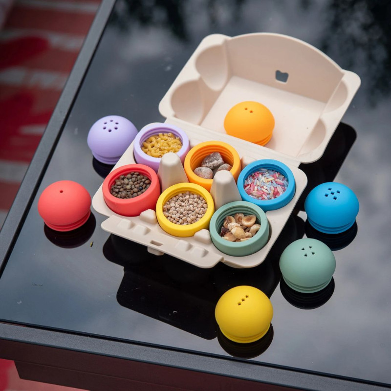 Huevos sensoriales Silisoft arcoíris para bebés