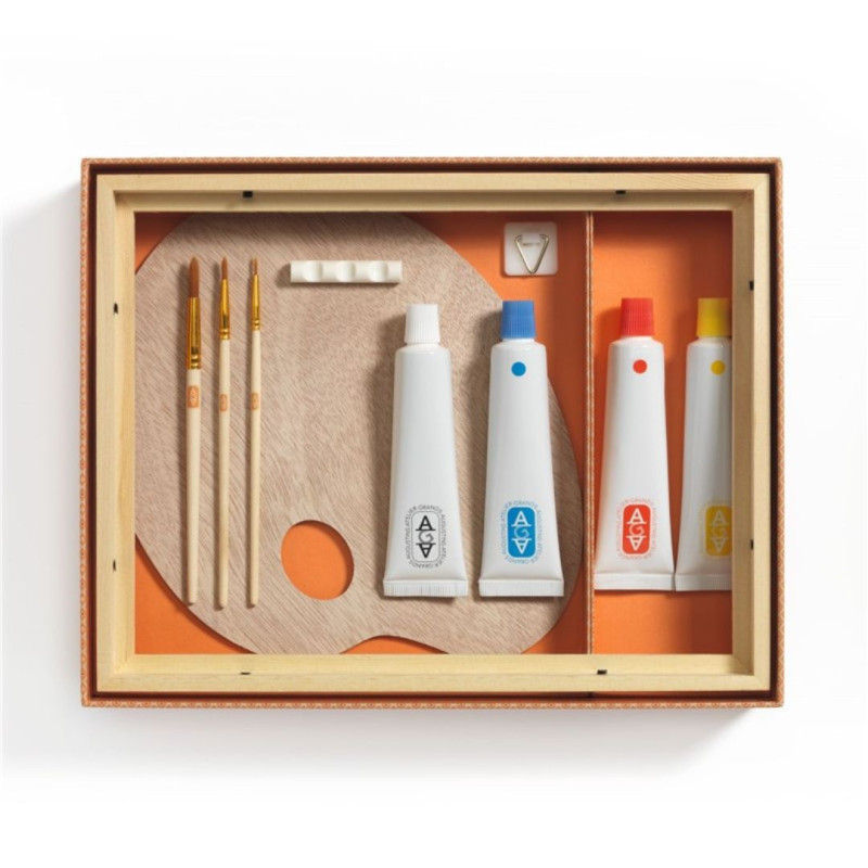 Kit de pintura con lienzo y pinceles