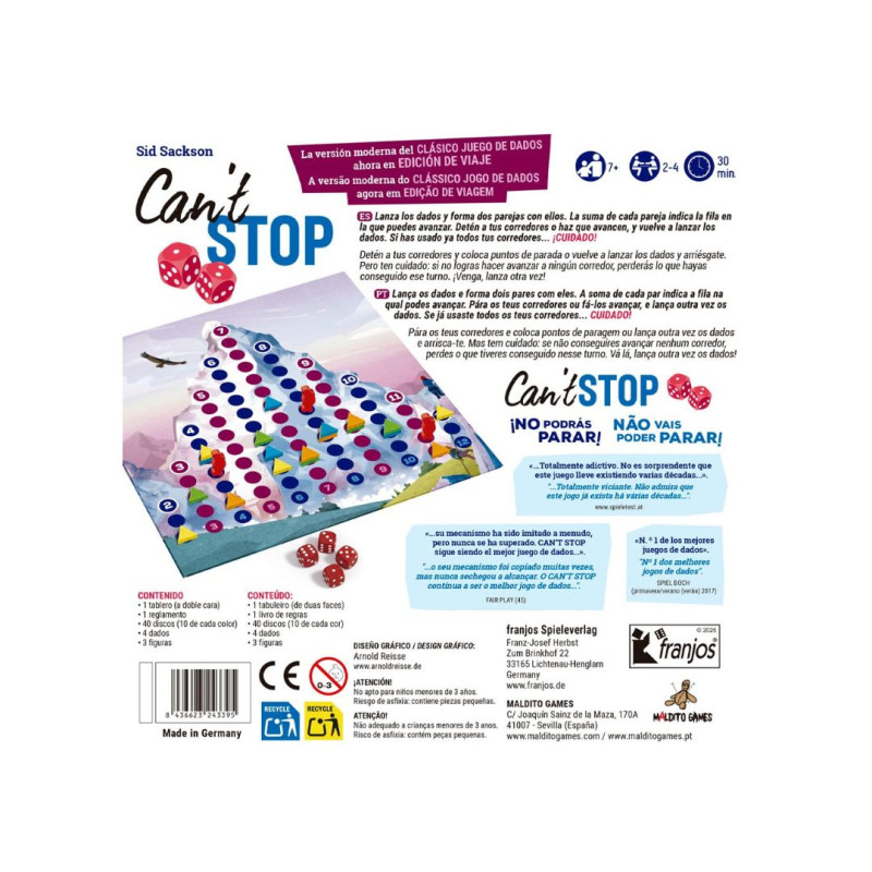 Can't Stop (Ed. 2025) - Joc de càlcul amb daus per a 2-4 jugadors