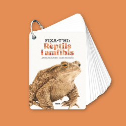 Guia de camp amb fitxes blanques plastificades unides per una anella de metall i portada amb la il·lustració d'un gripau.