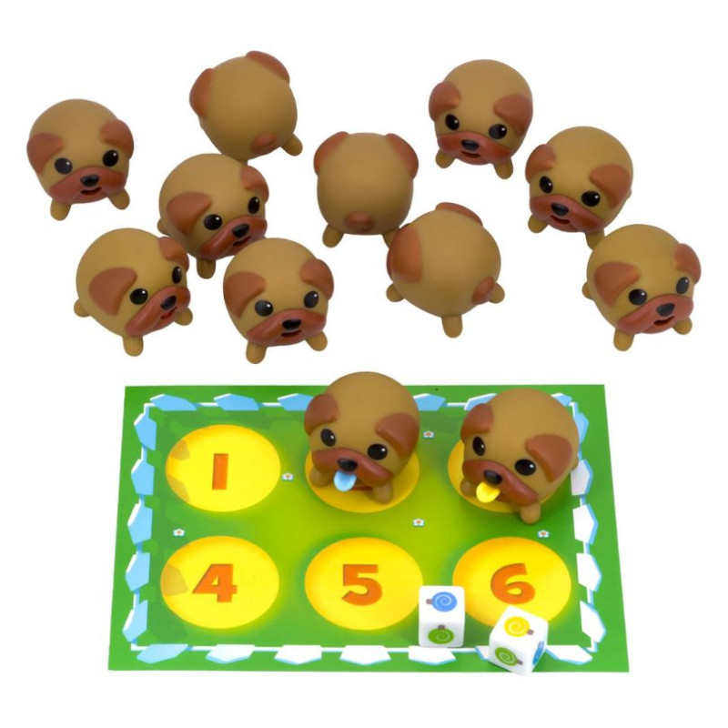 Juego infantil Lolly Dogs de Mercurio: perritos de colores y piruletas para observación y búsqueda.