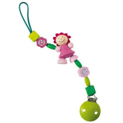 Cadena de chupete Rosali de madera natural con clip metálico de Selecta