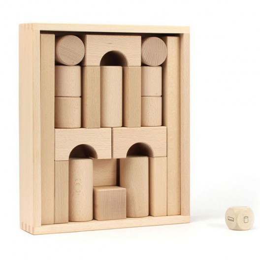 Caja bloques de madera y juego de dados "apilar la torre" - LIQUIDACIÓN
