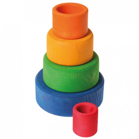 TOWO - Cajas apilables de madera, colores del arco iris, bloques de tazas  para anidar y clasificar para niños pequeños, cubos apilables, juguetes