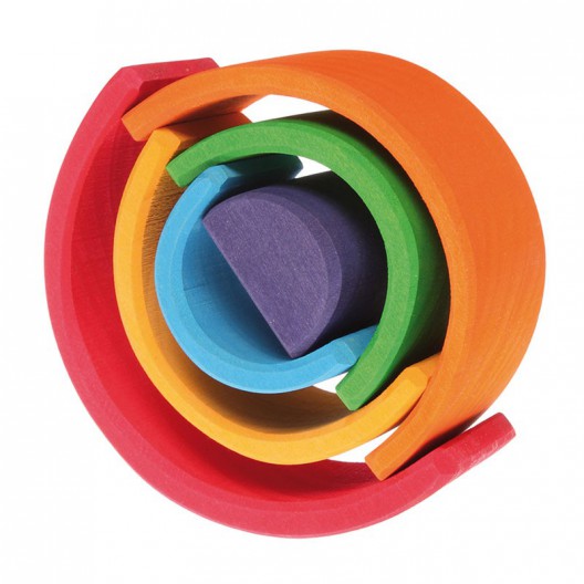 12 PCS Trompos de madera Novedad Juguete de regalo para niños Niños,  círculo de arco iris con colores aleatorios