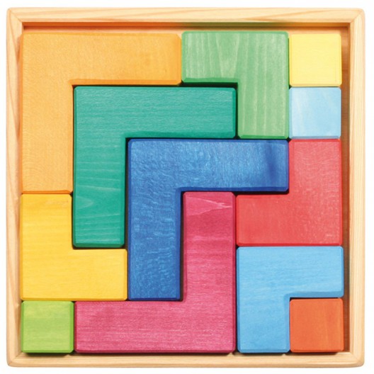 Puzzle creativo cuadrado de madera "Legespiel Viereck" 22 x 22 cm