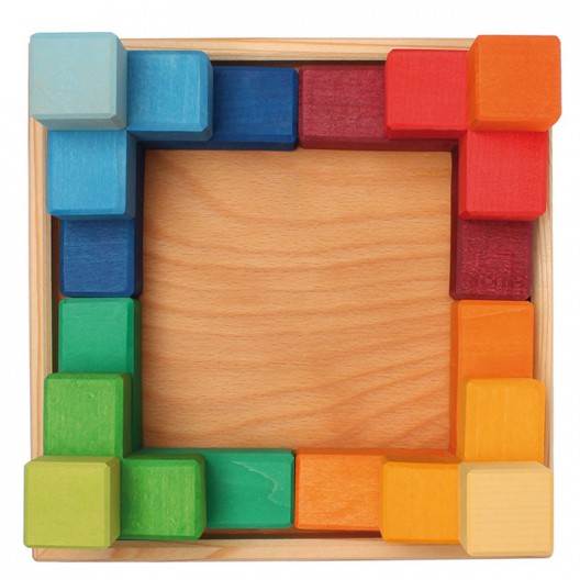 Puzzle creativo cuadrado de madera "Legespiel Viereck" 22 x 22 cm